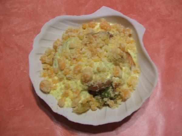 crumble de St jacques sauce safranée